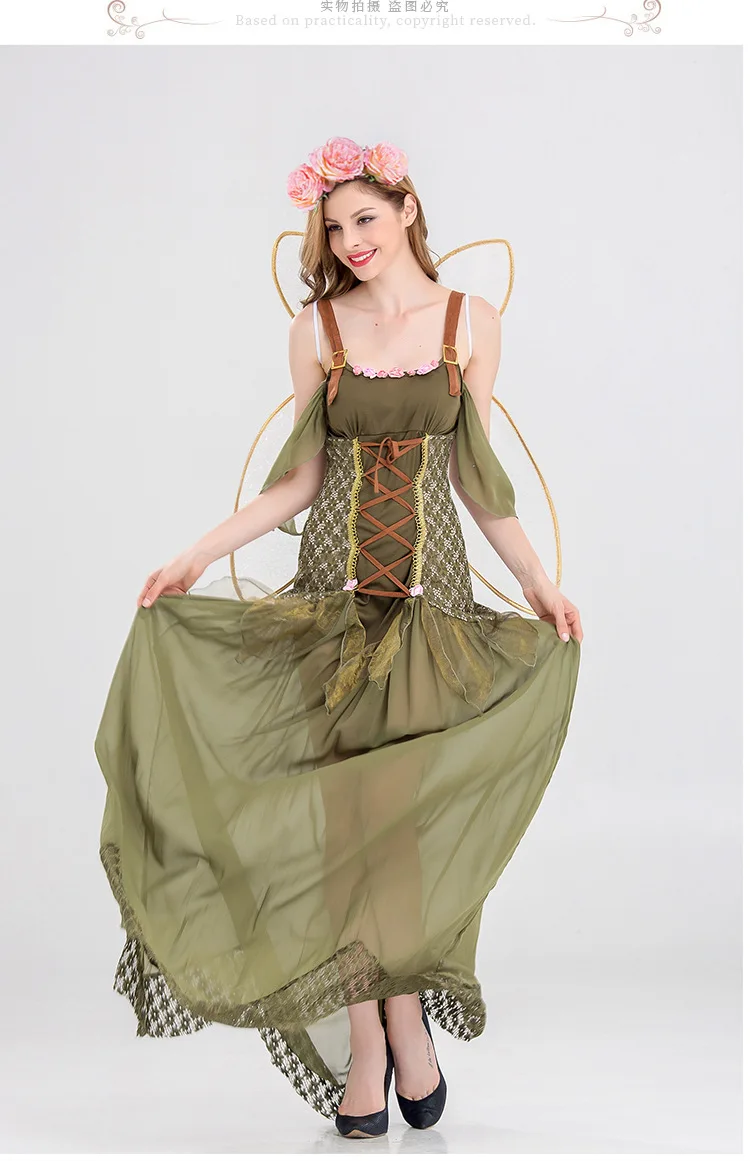 Новое платье для девочек одежда костюмированных игр цветок и Fairy Elf ролевые игры