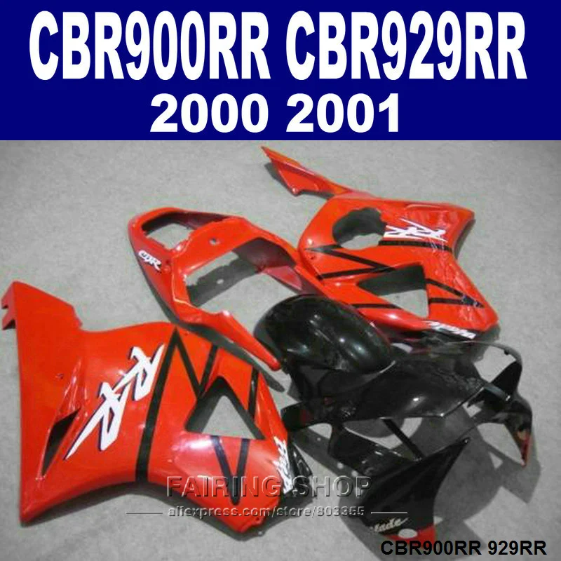 

100% injection molded fairing kit for Honda CBR929RR 00 01 red black motorcycle fairings set CBR929RR 2000 2001 PA43