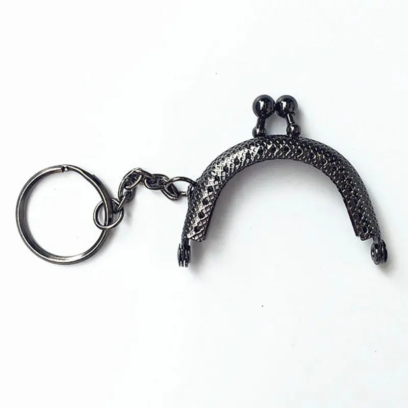 Black 10 шт., 5 см, античный бронзовый металлический кошелек для монет, рамка, ручка с брелоком, поцелуй, застежка, замок, сумки, фурнитура для клатч, аксессуары - Цвет: Black