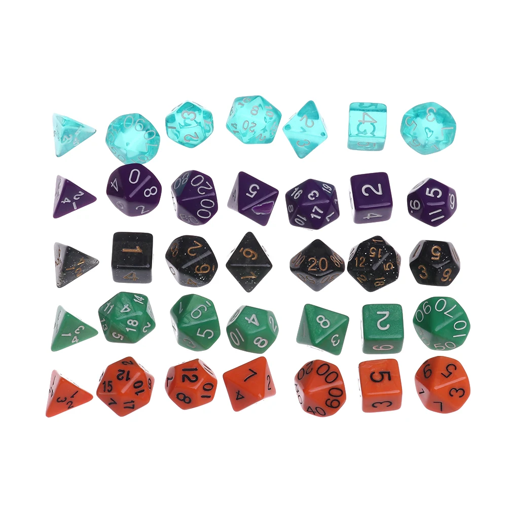Оптовая продажа 7 шт./компл. набор игральных костей D4 D6 D8 D10 % D12 D20 27 случайных