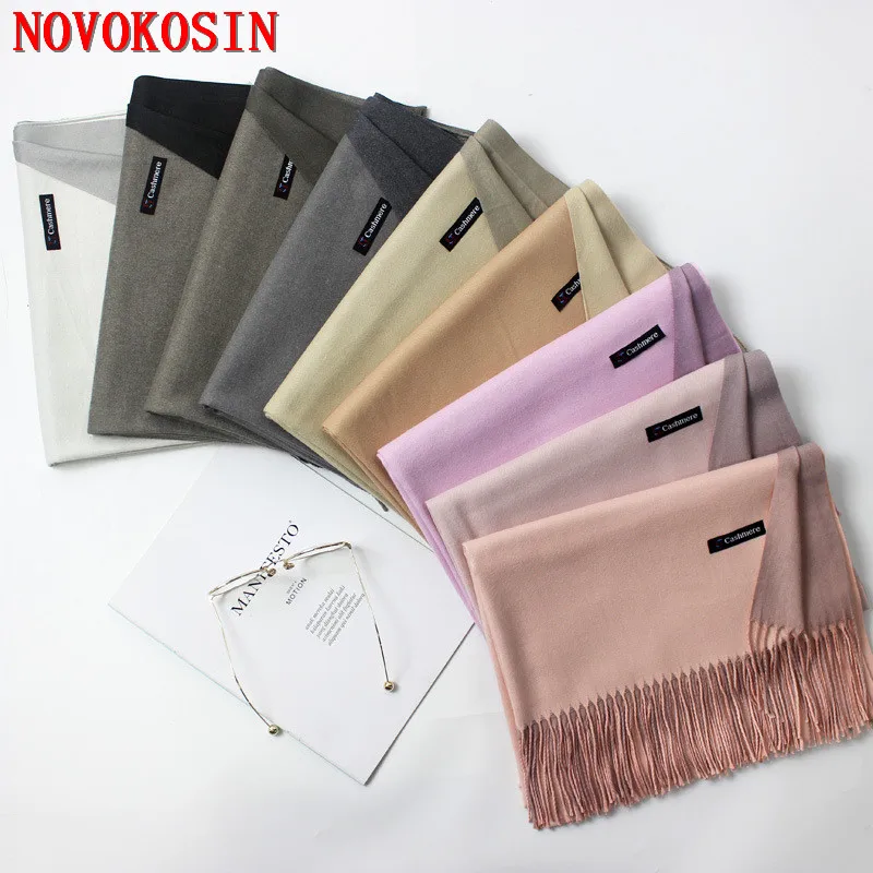 

2018 New Fashion Women Winter 2 Color Double Side Faux Cashmere Scarf Women Shawl Echarpes Foulards Cachecol Tassel Wrap Bufanda