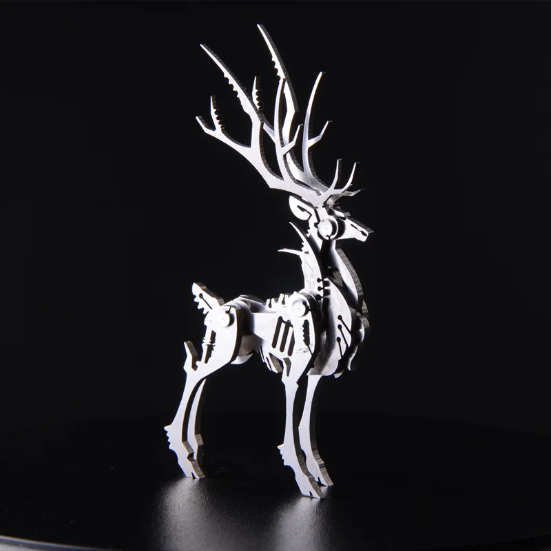 

3D Съемный Лось из нержавеющей стали, модель в сборе, подарок для мальчиков, высокое качество, коллекция, Серебряное украшение, 7,6*4,2*3,5 см