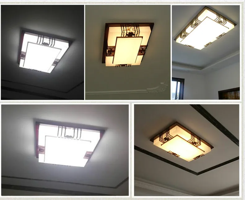 Jual Led Lampu Langit-langit Kayu Solid Modern Gaya Cina Langit-langit Lampu Sederhana Ruang Tidur Ruang Buku Oblong ZA