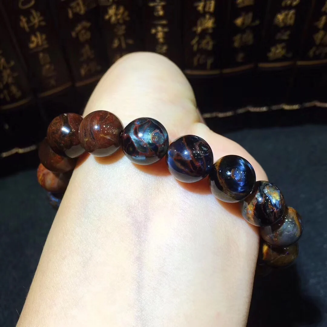 B19030 натуральный кристалл в Namibia Pietersite браслет синие Красные Бусины Из Камня