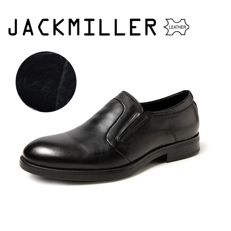 

Ботинки Jackmiller мужские классические, теплые офисные туфли, шерстяная подкладка, роскошные черные, коровья кожа, зима