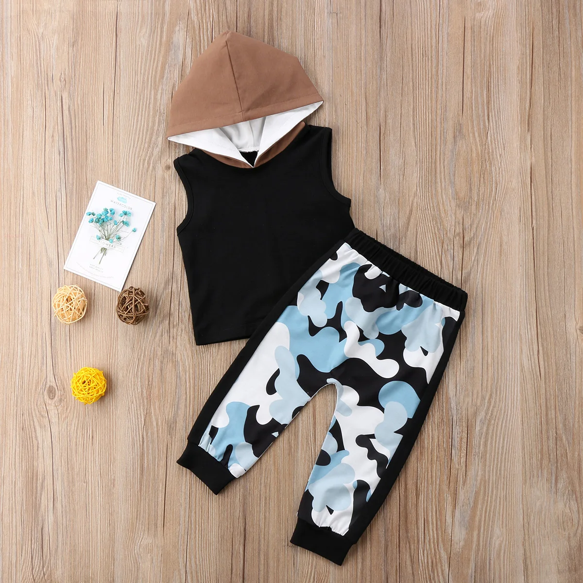 Комплект из 2 предметов для новорожденных девочек и мальчиков камуфляжный