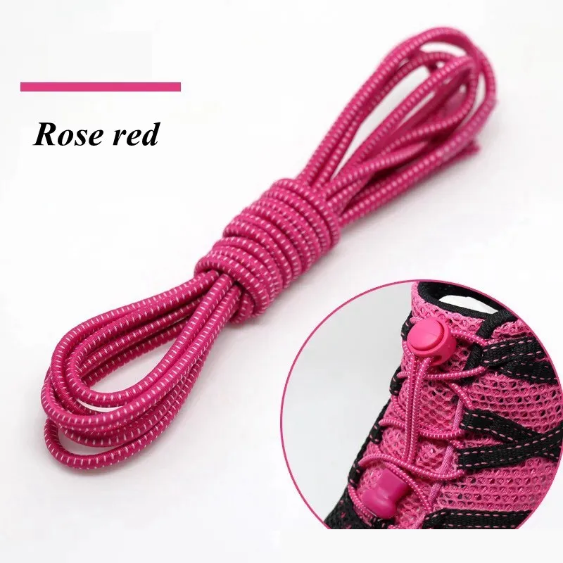 Rose red 1 пара растягивающийся замок кружева 23 цвета без галстука фиксирующий башмак шнурки эластичные шнурки для кроссовок шнурки для бега/триатлона - Цвет: Rose red