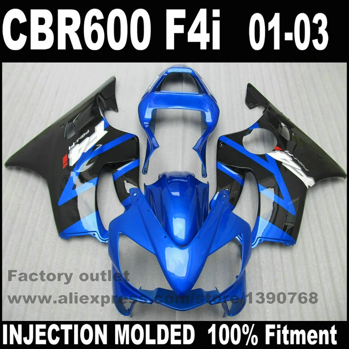 

INJECTION MOLDED plastic fairing body kit for HONDA CBR 600 F4i 2001 2002 2003 black blue fairings set CBR600 01 02 03 NK59