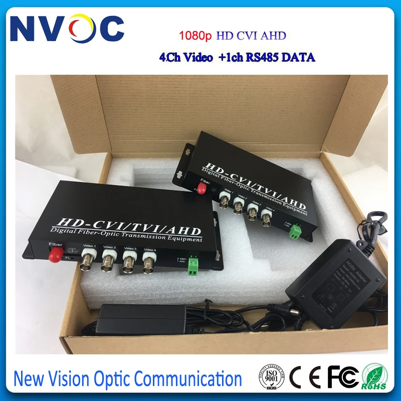 1080P HD CVI AHD TVI 4 канальный волоконно оптический медиа конвертер с данными RS485 для 1080p