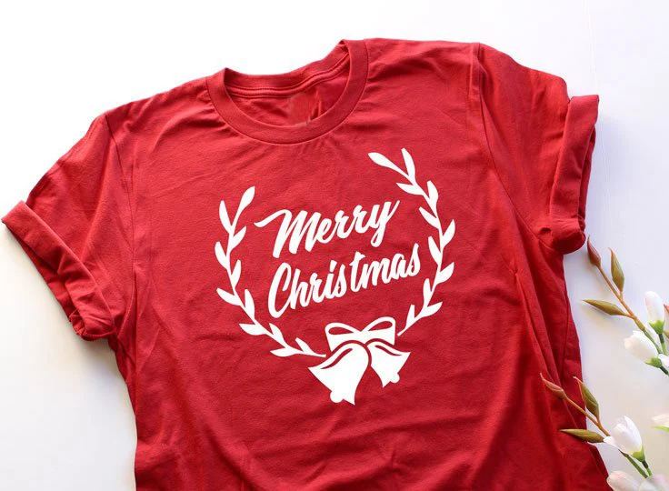 

Christmas Bells Unisex Merry Christmas T Shirt Tee Holiday Gift Family Reunion red graphic vintage cotton causal shirt party top