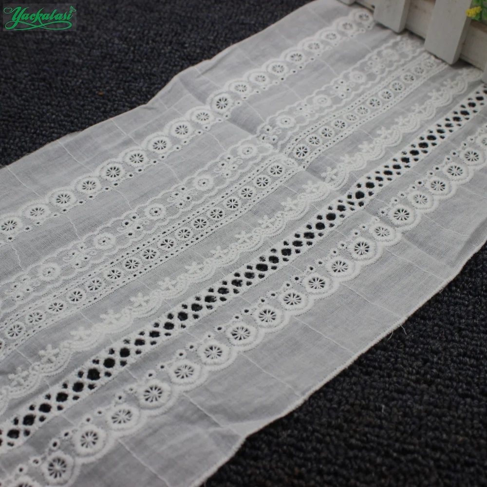 YACKALASI 10 Yds вышитая кружевная ткань с ушками 100% швейцарская хлопковая вуаль