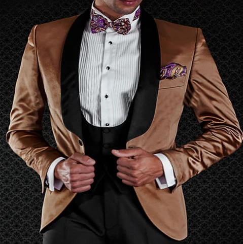 New Arrival Velveteen Groomsmen Shawl Lapel Groom Tuxedos Men Suits Wedding/Prom Best Man Blazer ( Jacket+Pants+Vest+Tie)A67 | Мужская