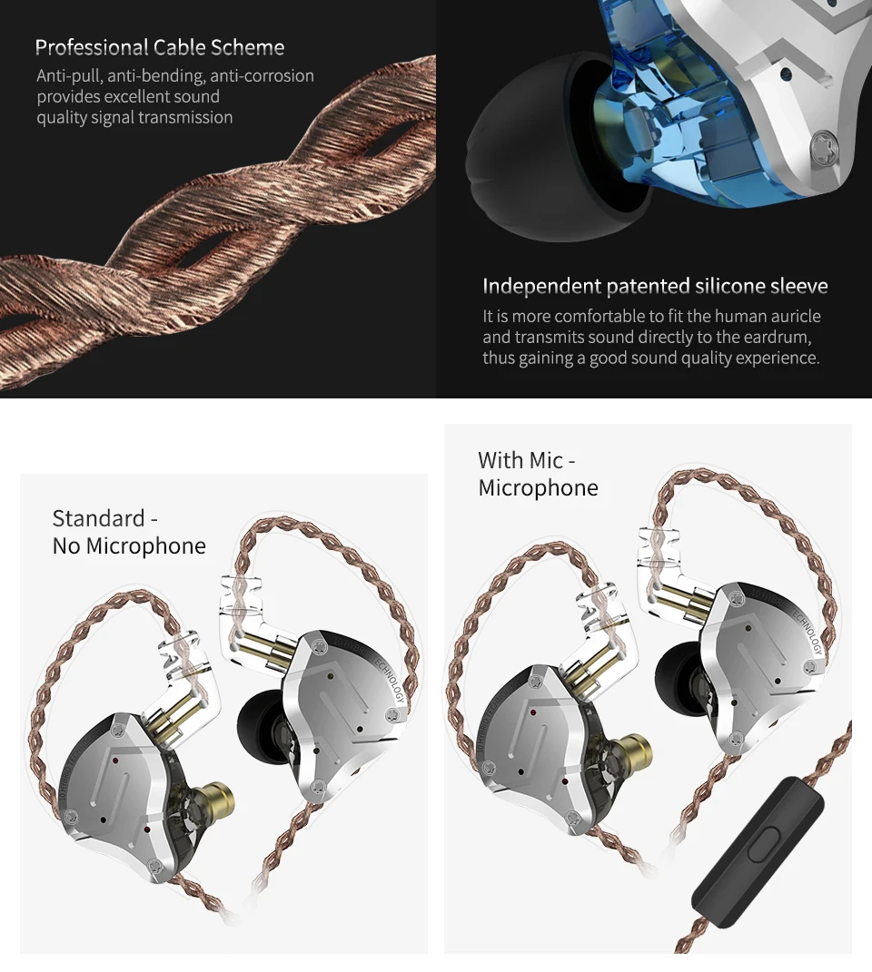 Новинка KZ ZS10 Pro 4BA+ 1DD гибридные наушники-вкладыши HIFI спортивные наушники для бега наушники-вкладыши KZ AS10 ZST ZS10 ZSN