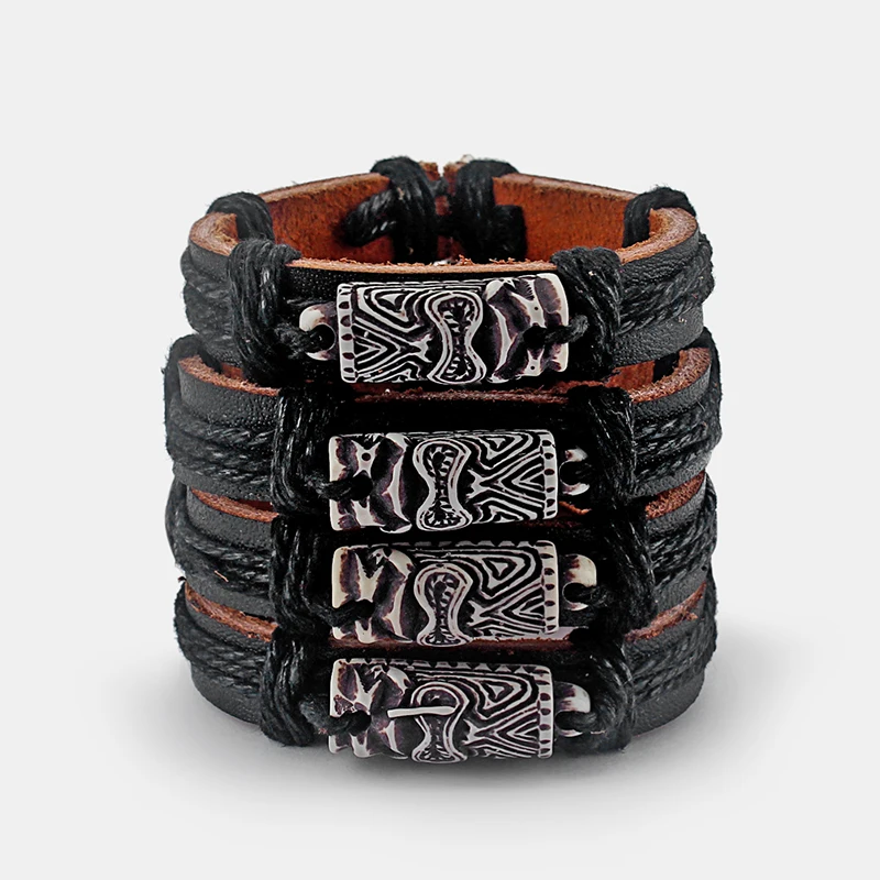 Оптовая продажа 12 шт. черная кожа белая тики|bracelet zirconia|charm leather braceletscharming angle |