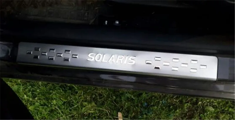 Накладка на порог, Накладка на порог для hyundai Solaris 2012- HB и Sedan, нержавеющая сталь, автомобильные аксессуары