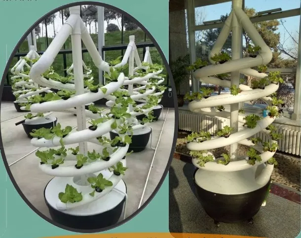 Spiral planting system aeroponics system with bucket, easy to set up