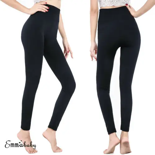 2019 New Womens Leggings Warm Black Fleece Velvet Thermal Pants Slim 5 Color Solid High Waist | Женская одежда