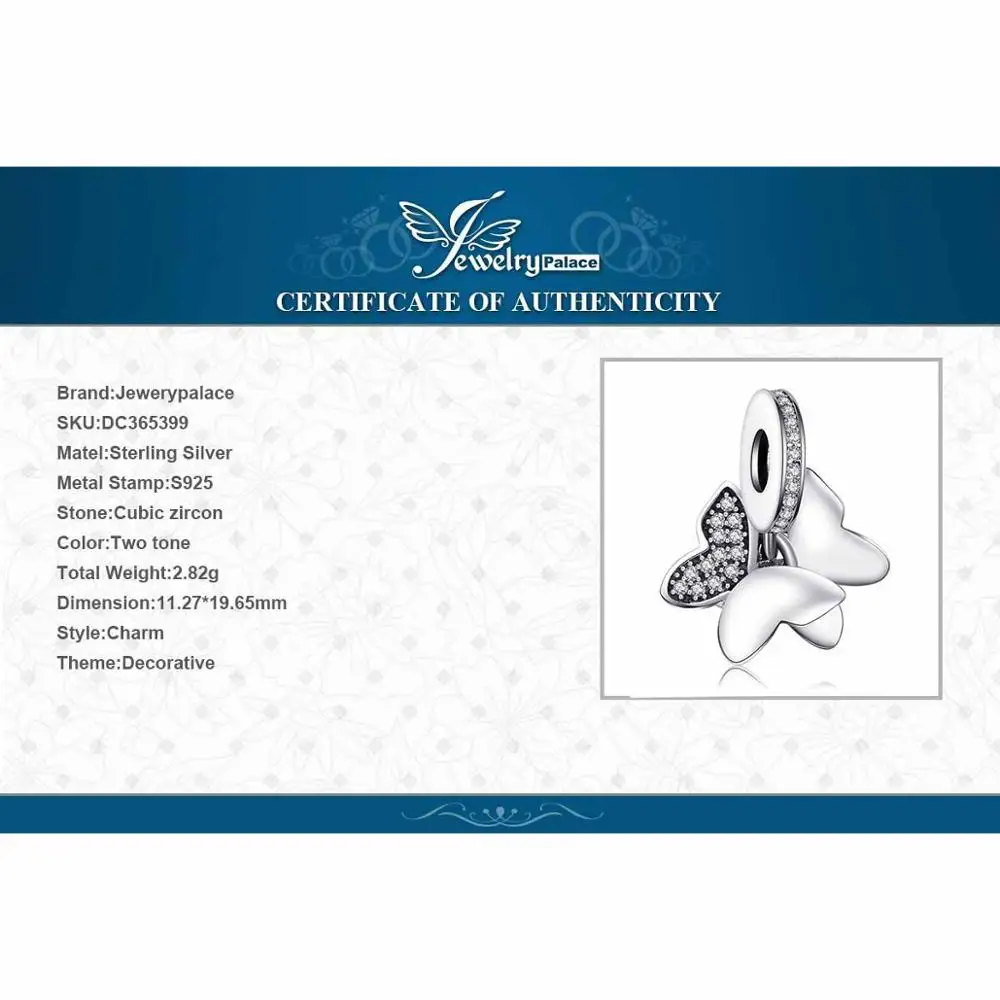Jewelrypalace Бабочка Фея Белый муранского Стекло и проложить кубического циркония