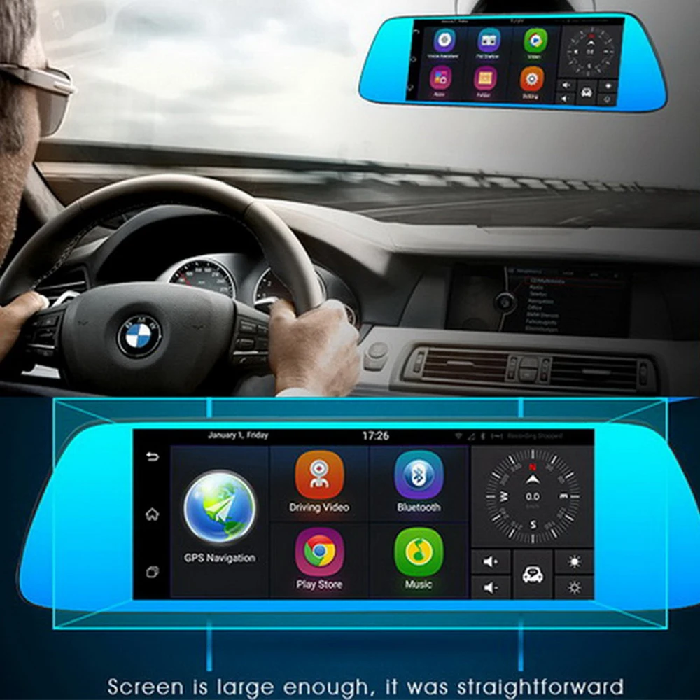 Автомобильный видеорегистратор-зеркало заднего вида HD 1080P 7 дюймов Android 5 0 двойной