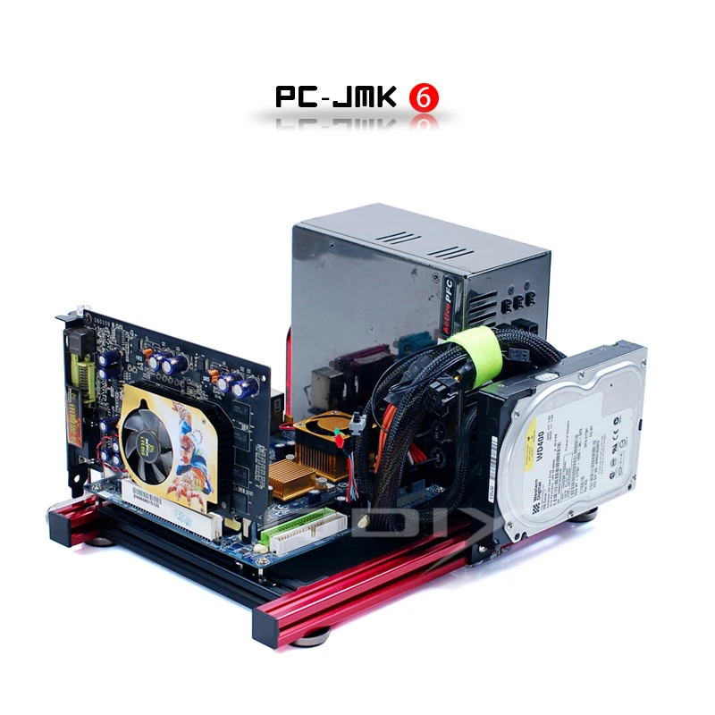 QDIY PC JMK6 ATX алюминиевый сплав горизонтальный полный Открытый Чехол для компьютера