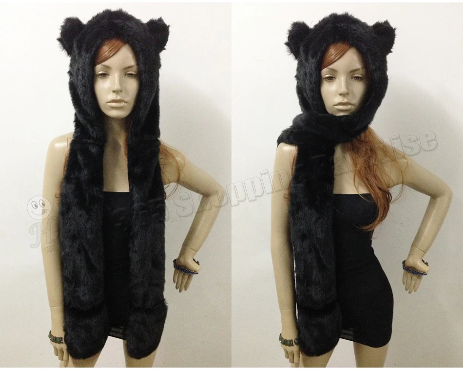 1 шт./лот зимняя качественная шапка с капюшоном из искусственного меха Crazy Cat