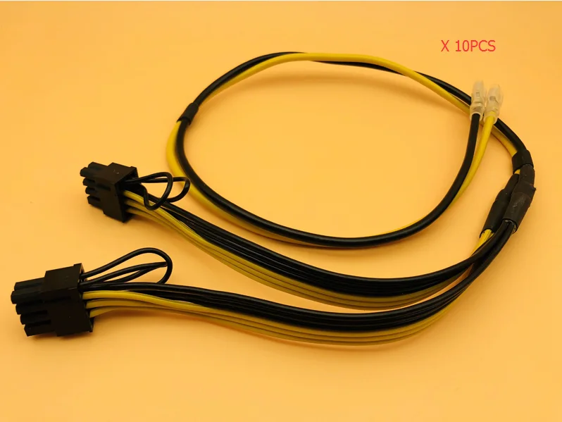 10PCS PCIE Video Card Dual 8pin (6+2) Splitter Power Cable Supply Cord Wire with Terminal 12AWG + 16AWG for BTC Miner Mining