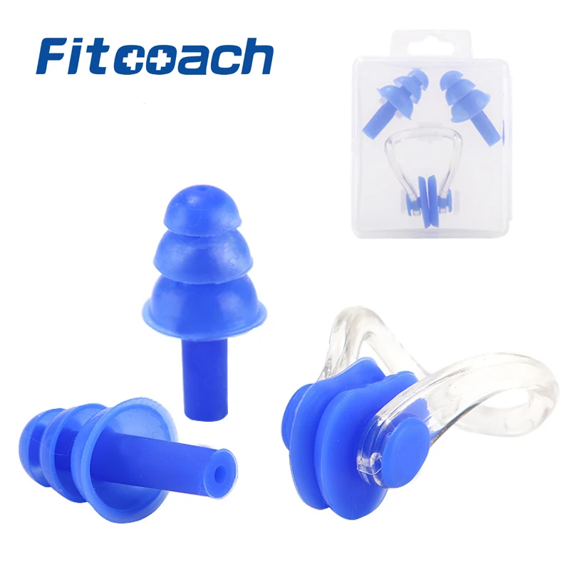 Two in one 5 Colors Soft Silicone Swimming Set Waterproof Nose Clip + Ear Plug Earplug Useful | Спорт и развлечения