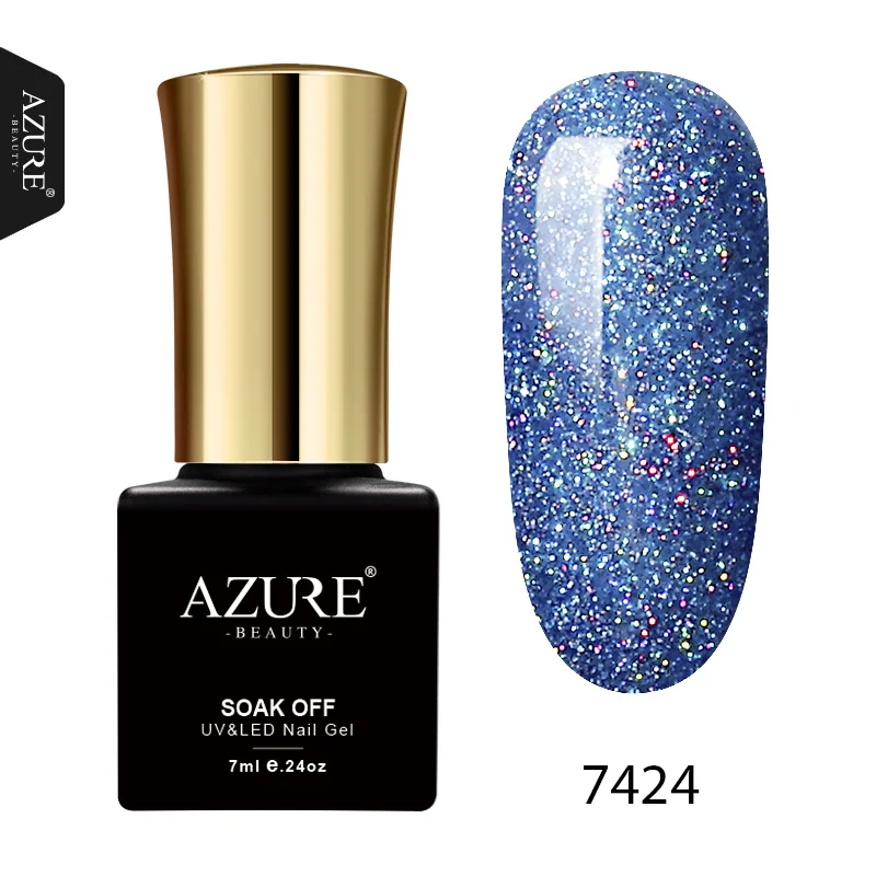 Azure beauty, Высококачественный Фиолетовый Неоновый УФ-гель для ногтей, долговечный УФ-лак для ногтей, Полупостоянный УФ-Гель-лак для ногтей, 7 мл, Радужный гель - Цвет: 7424