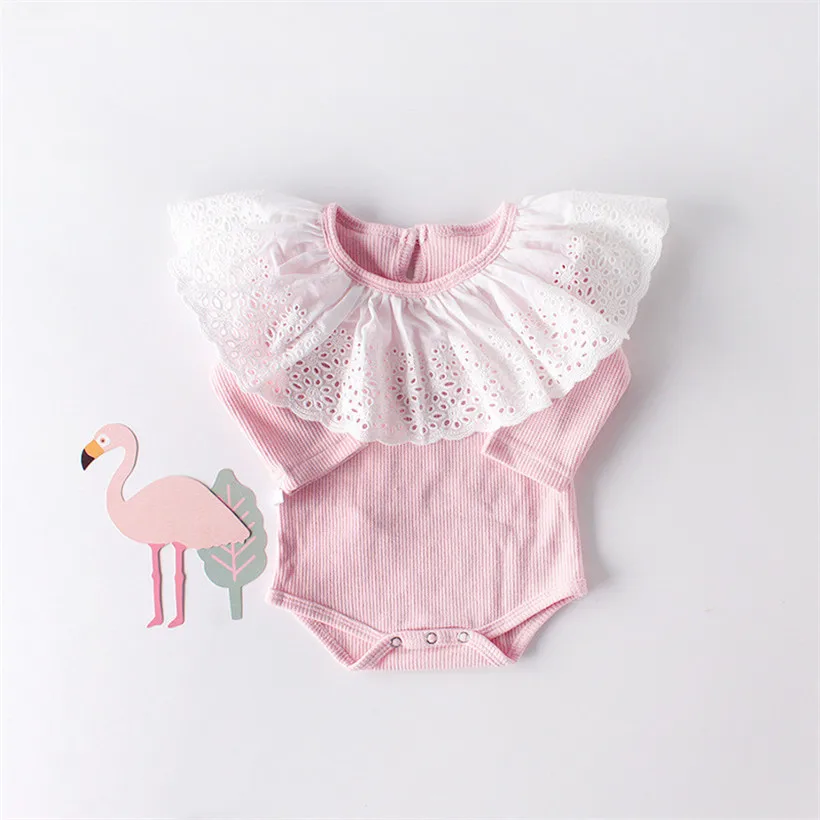 Детский комбинезон с кружевным воротником длинным рукавом | Мать и ребенок