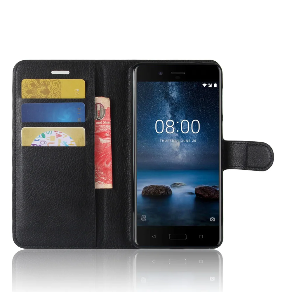 Роскошный чехол для Nokia 8 телефона с отделениями карт кожаный бумажник откидной