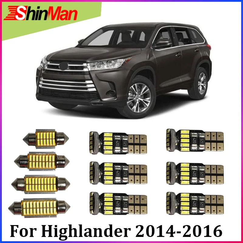 ShinMan 13x безошибочный светодиодный светильник для автомобиля салона Toyota Highlander 2014
