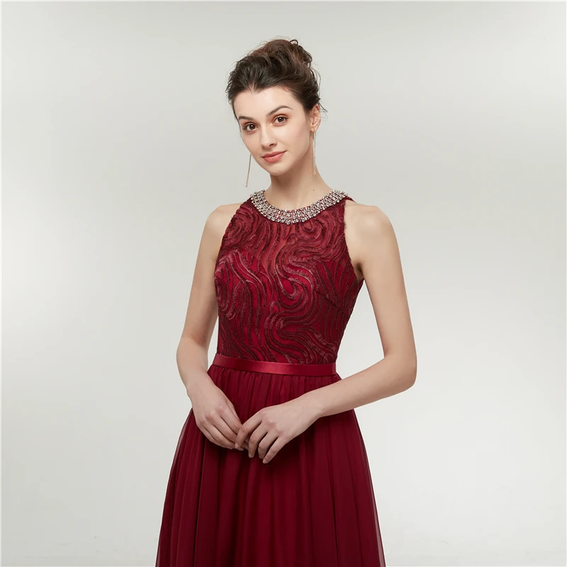 Женское вечернее платье Forevergracedress серебристое А силуэта из шифона с бусинами