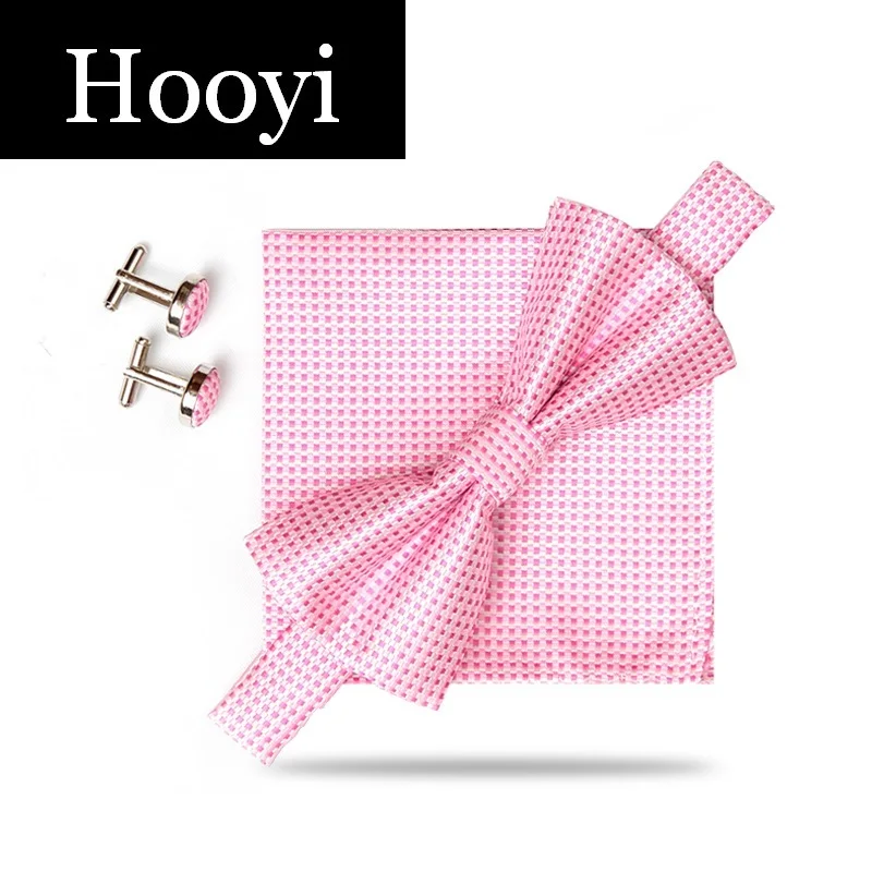 HOOYI 2019 мужские наборы бабочек Галстуки бабочка карманные платок запонки для
