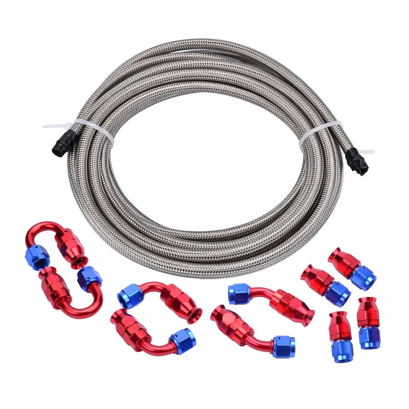 AN6 Плетеный тефлоновый PTFE E85 топливный шланг фитинг комплект адаптера масляного