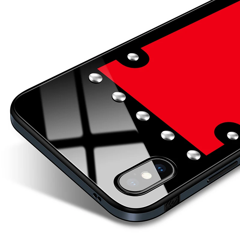 Чехол из закаленного стекла для iPhone X металлический бампер ТПУ нано стекло задняя