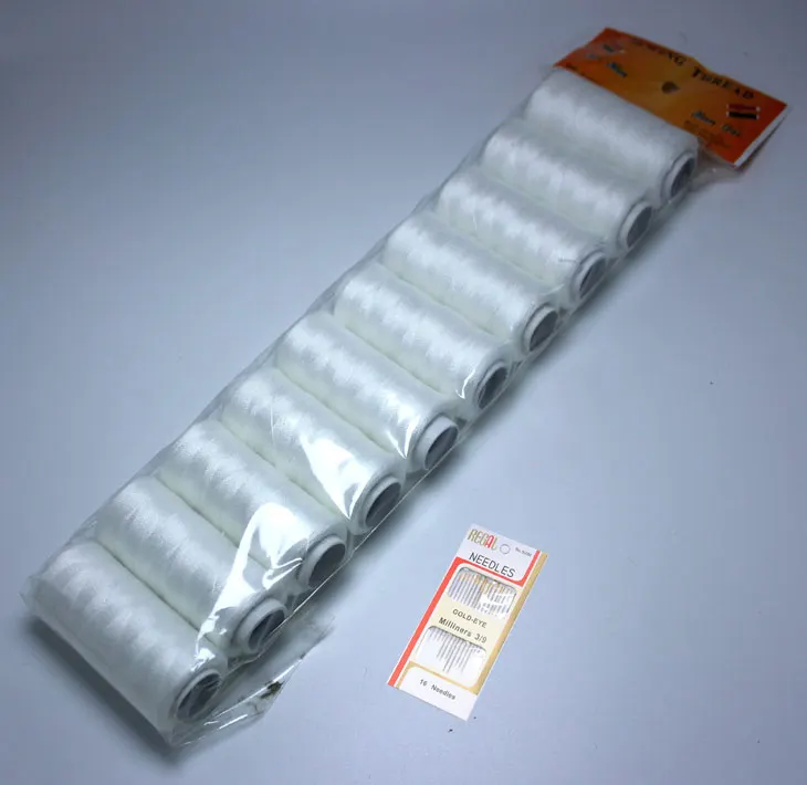 10 white and needles 39 цветов ручная 402 швейная нить/Нитки для ручного шитья/39 фиксированных цветов 16 золотых хвостовых игл - Цвет: 10 white and needles