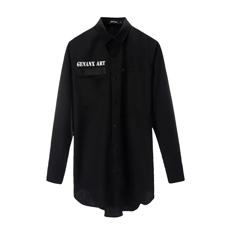 Thintenda 2017 модная мужская рубашка с длинным рукавом пряжкой и асимметричным