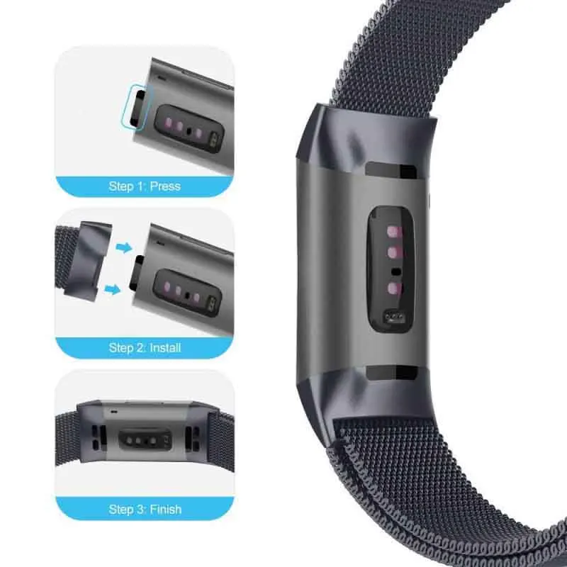 Металлический Миланский ремешок для Fitbit Charge 3 Band Wrist smart фитнес-браслет ремешок аксессуары спортивные часы Correa Pulsera