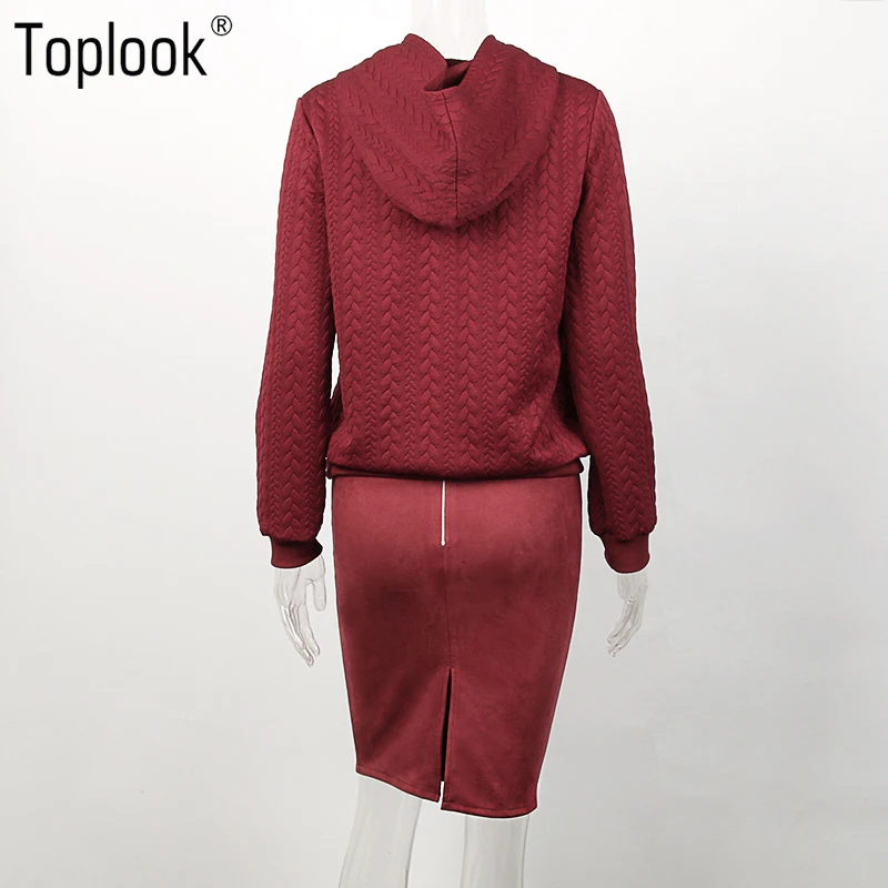Toplook красный Винтаж комплект из двух предметов Для женщин костюмы 2018 осень-зима