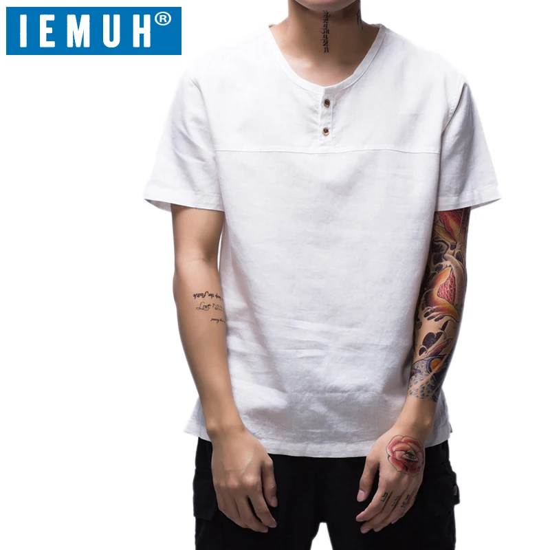 Новые повседневные мужские футболки IEMUH повседневная мужская рубашка с коротким