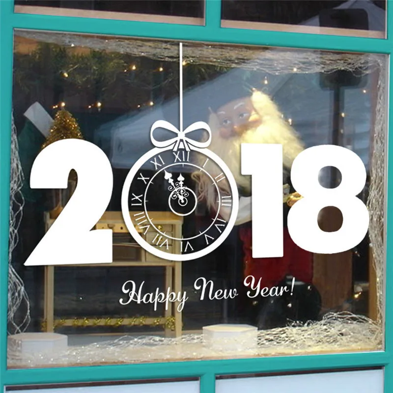 2018 счастливый новый год стеклянные наклейки X mas Дерево Витрина торговый центр