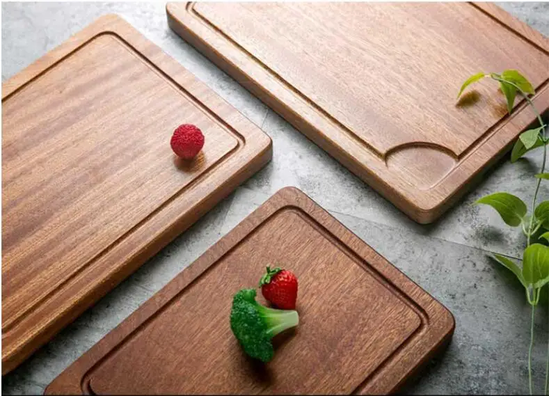 Твердый деревянный поднос Sapele тарелка для стейка прямоугольные пиццы фруктовые закуски тарелка домашняя Высококачественная цельная древесина с лотком для соуса