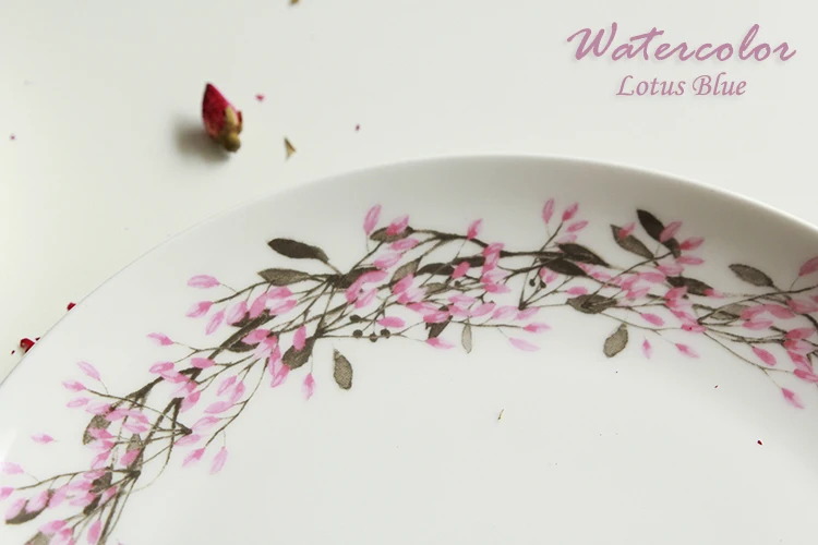 Посуда тарелка блюдо из костяного фарфора глазурованная цветочная гирлянда