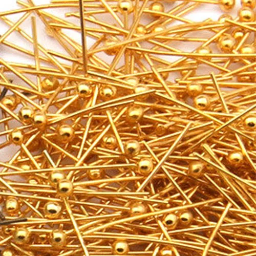 Gold Color 100 шт./лот, золото, серебро, бронза, родий, медный материал, Шариковая головка, булавки, иглы, сделай сам, ювелирный аксессуар, ювелирное изделие, поиск - Цвет: Gold Color