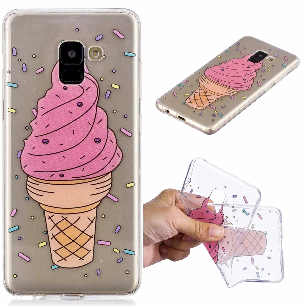 Высокое качество ТПУ IMD чехол для телефона samsung A8 плюс 2018 Пингвин пончик кактус