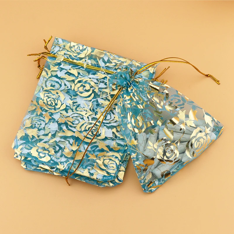 Сумки из органзы с изображением озера синей розы сумки для украшений и упаковки