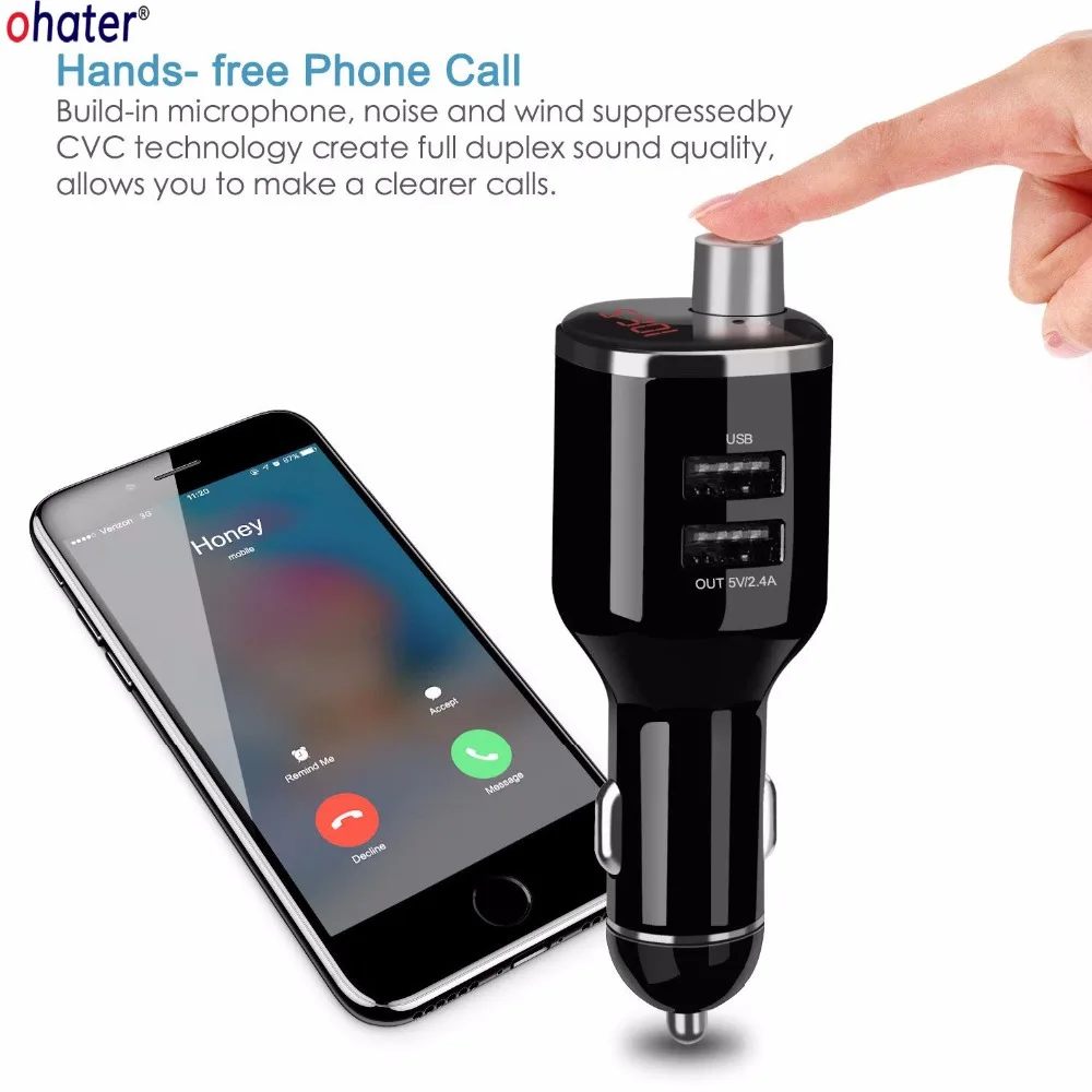 Fm передатчик Aux модулятор Bluetooth Handsfree Car Kit Audio MP3 плеер с 2.4A зарядкой Dual USB