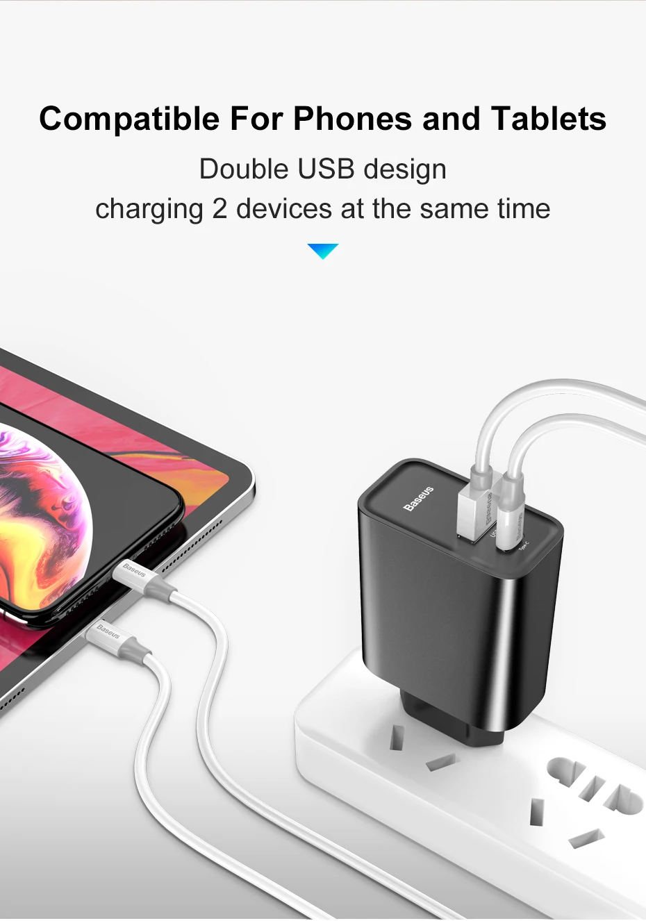 Зарядное устройство Baseus Quick Charge 4,0 3,0 USB для Redmi Note 7 Pro 30W PD Supercharge быстрое зарядное устройство для телефона для huawei P30 iPhone 11 Pro