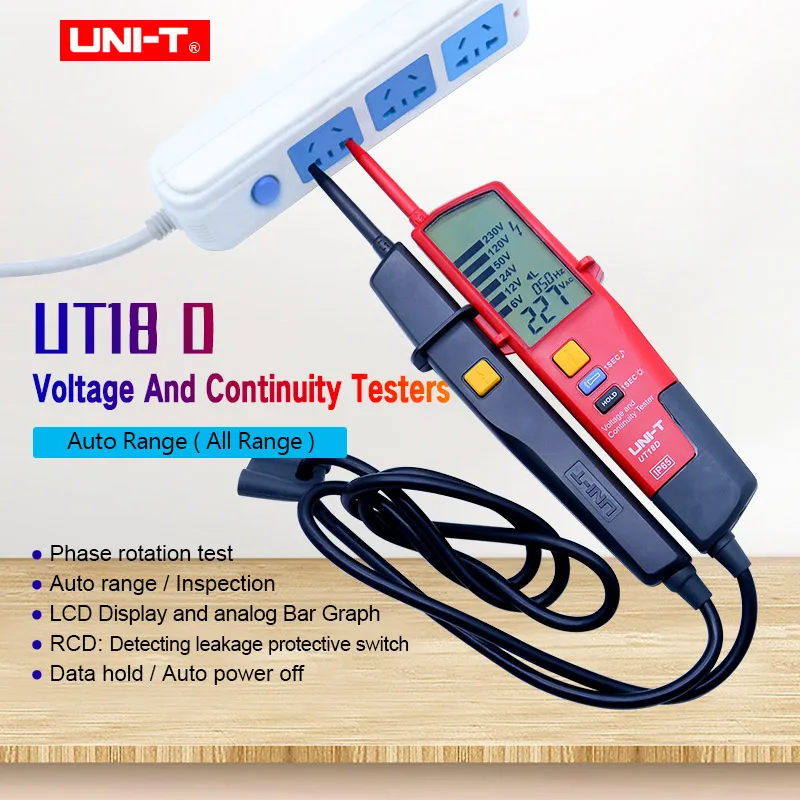 UNI-T UT18D Voltage and Continuity Tester AC/DC 3-phase voltage phase sequence continuity test Volt Detectors Pen Multimeter