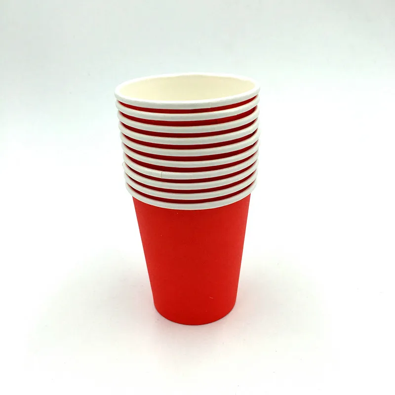 10 шт./лот красный сплошной цвет печати на бумажных стаканчиках Детские вечерние
